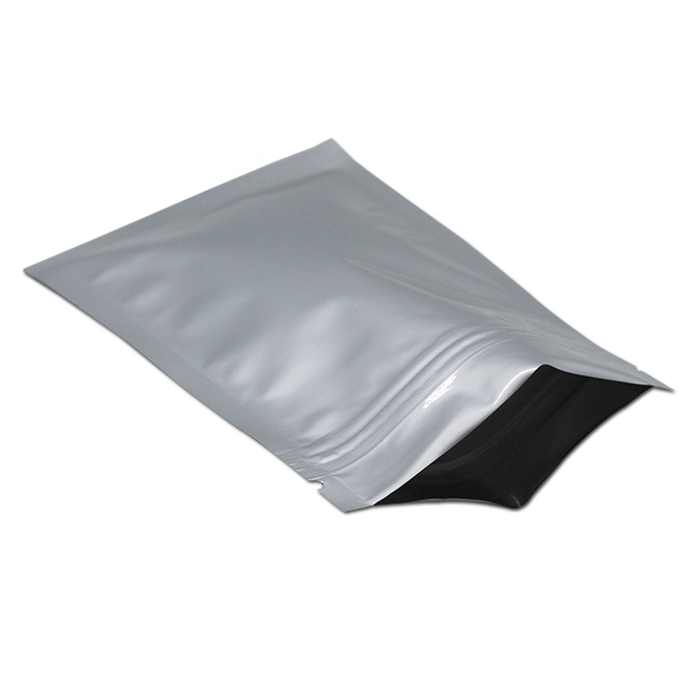 Mitob Flat Mylar Bags Zipper Lock Foil Bag 4 Mil Silver For Zip Food Storage Lock Resealable Aluminum Mylar Pouch Heat Sealable